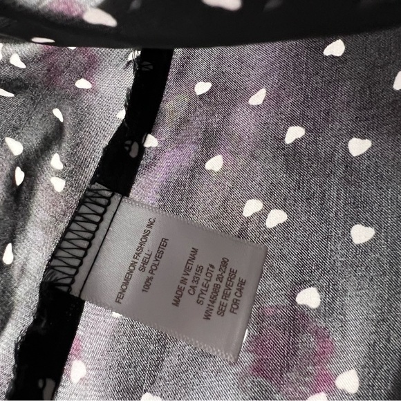 Blousology heart printed polka dot blouse top flowy cute casual black white - Picture 7 of 7